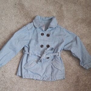 Carter's Light Blue Striped Pea Coat